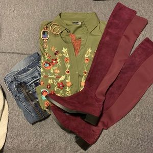 Tory Burch Maroon OTK Boots